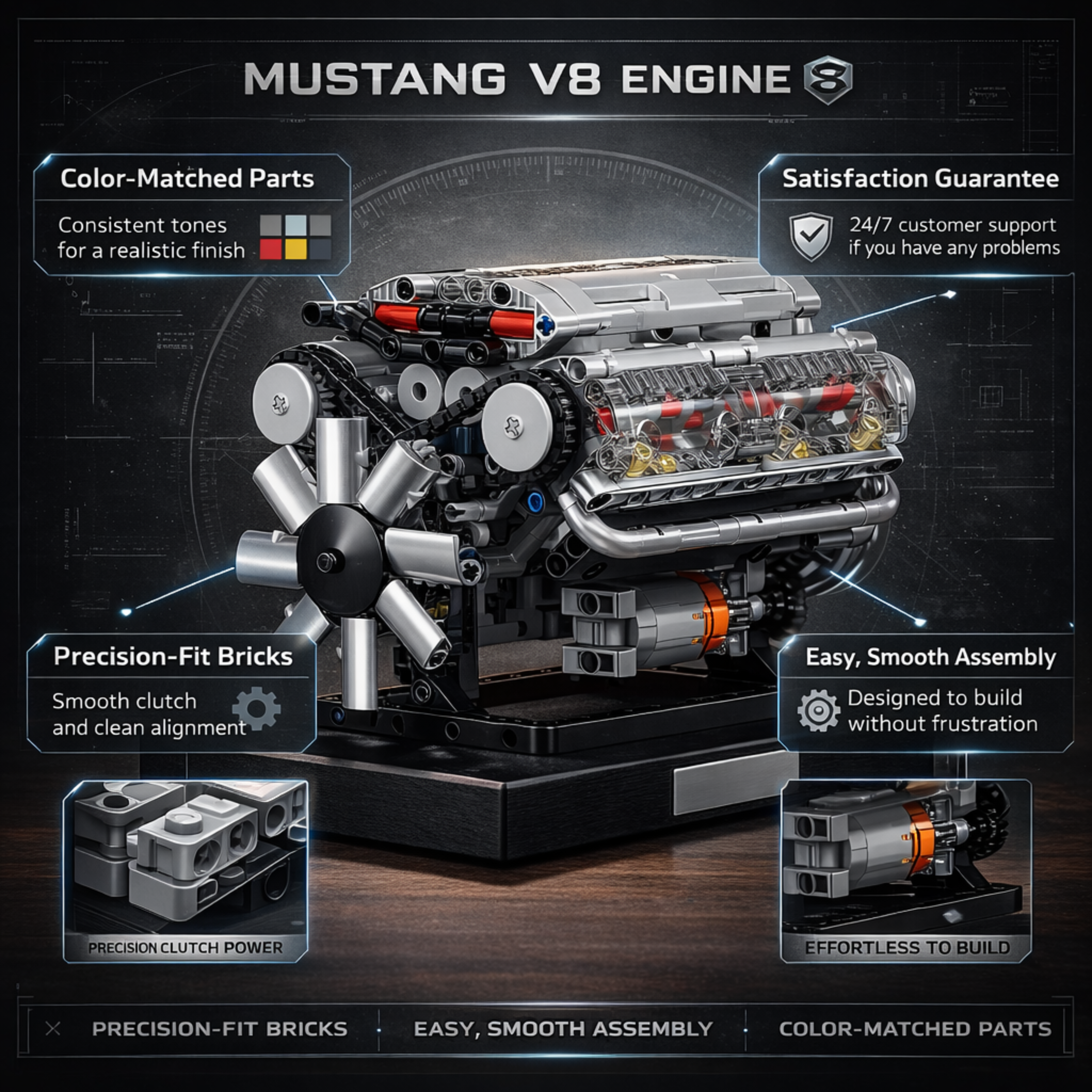 Mustang | Motorized V8 Engine | 534pcs