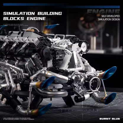 Burnt Blue V8 Performance Engine | 2774PCS