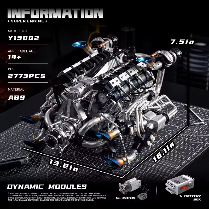 Burnt Blue V8 Performance Engine | 2774PCS