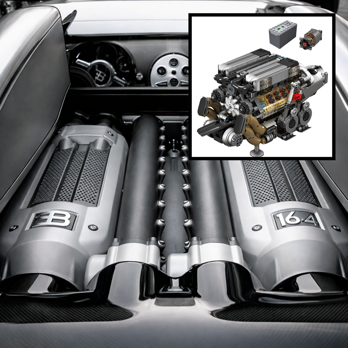 Bugatti Veyron | Motorized W16 Engine | 958pcs – Engine Bricks