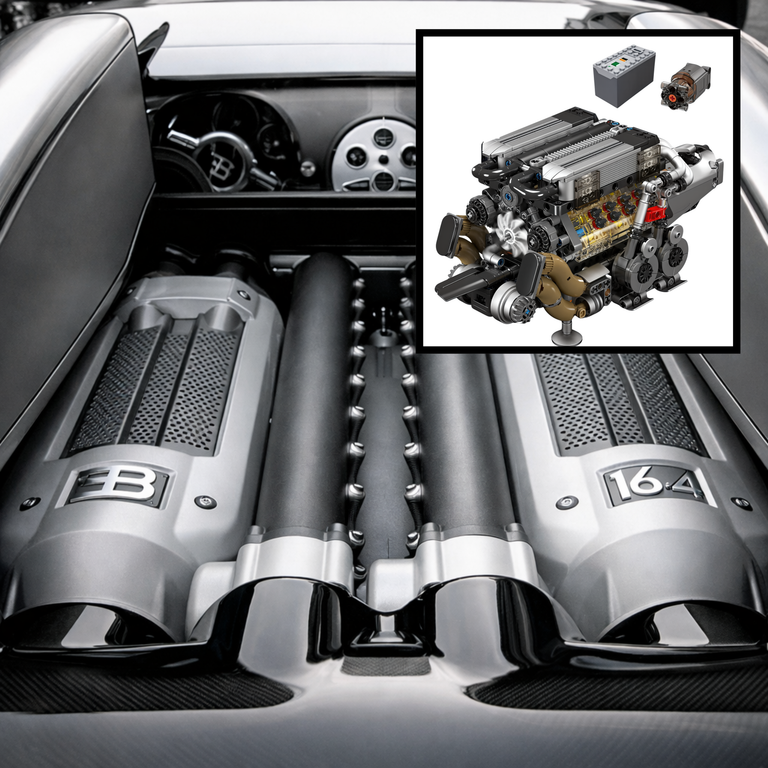 Bugatti Veyron | Motorized W16 Engine | 958pcs – Engine Bricks