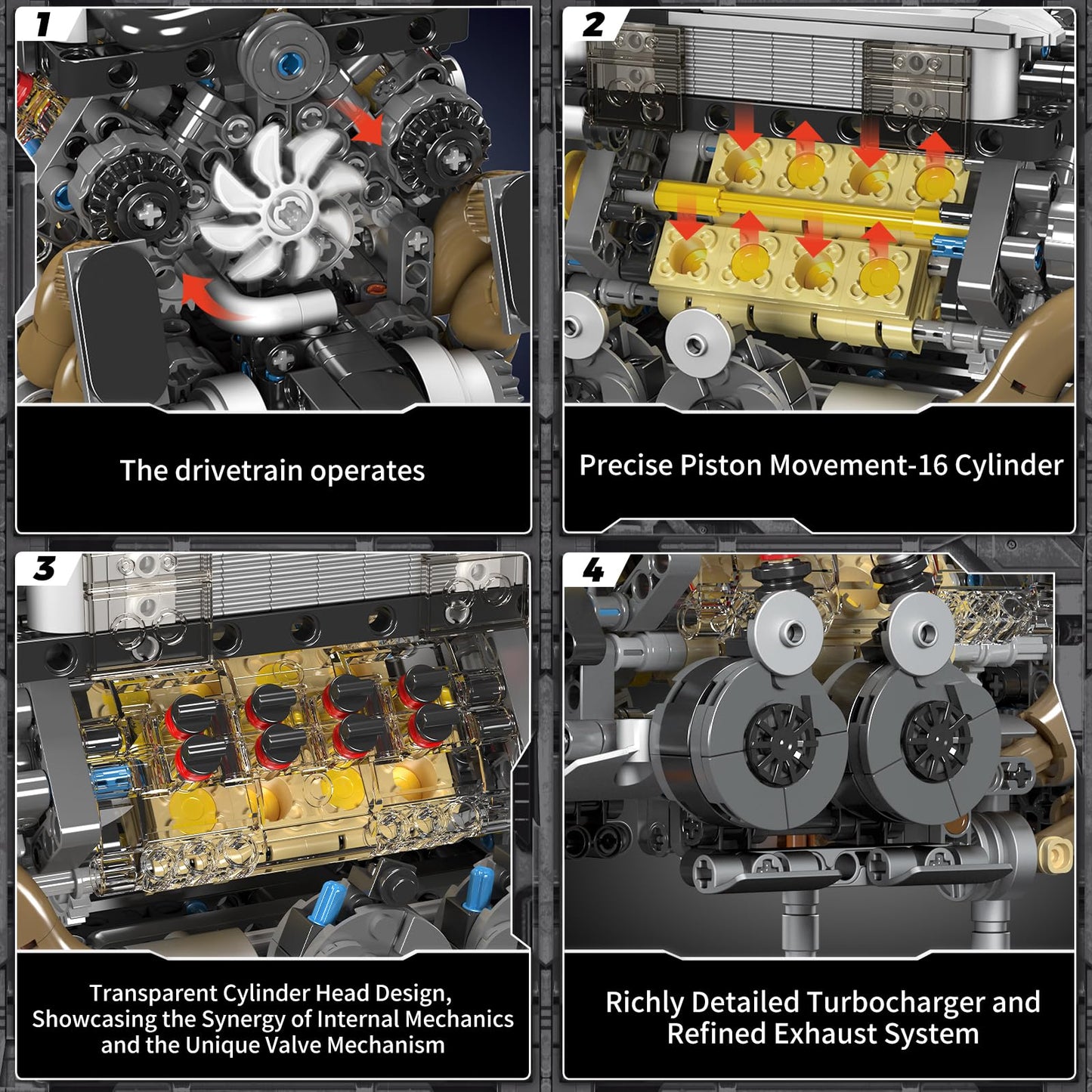 Motorised W16 Engine | 958pcs