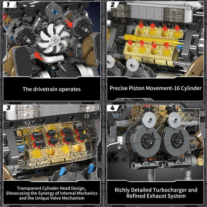 Motorised W16 Engine | 958pcs