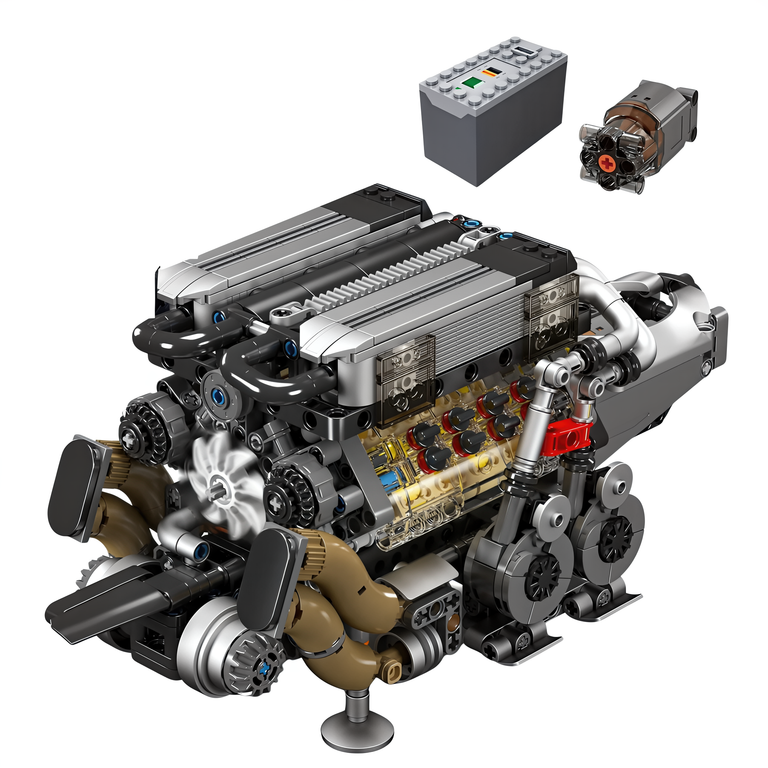 Bugatti Veyron | Motorized W16 Engine | 958pcs – Engine Bricks